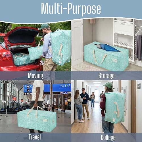 VENO 6 Pack Heavy Duty Moving Bags with Backpack Straps, Zippers & Handles, Extra Large Packing Bags for College Dorm Essentials, Moving Supplies Alternative to Cardboard Moving Boxes thumbnail 7