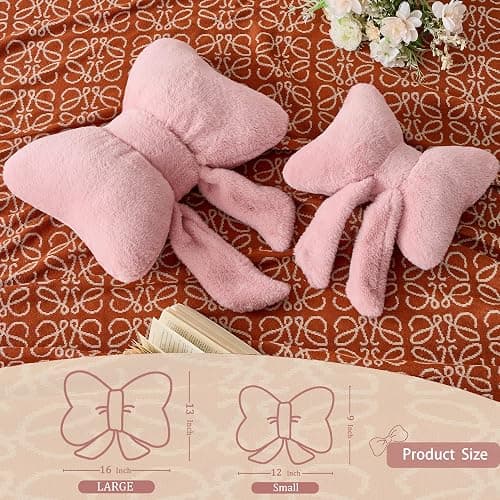 XIAIJIA Bowknot Throw Pillows Bow Decorative Pillow Aesthetic Home Decor Knot Plush Pillows Soft Seat Cushions Cute Throw Pillow for Couch Bow Room Decor thumbnail 3