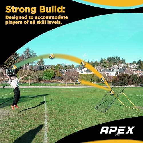 Apex Sports Adjustable Volleyball Rebounder Net 7x4 ft – Bounce Back Training Equipment with Angle Customization for Practicing Volleying, Bumping, Spiking – Durable & Portable with Travel Bag thumbnail 7