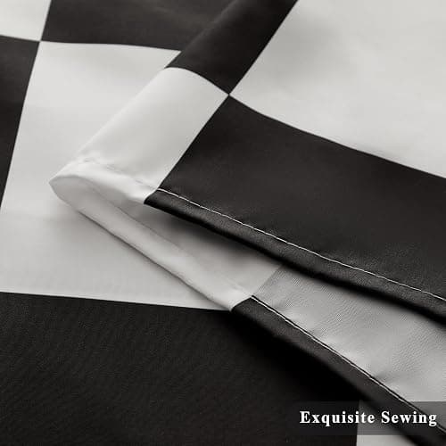Ohocut Checkered Shower Curtain, Black and White Shower Curtains for Bathroom, Cute Retro Checkboard Shower Curtain Vintage Aesthetic, Washable Fabric Bath Curtain 72''x72'' thumbnail 6