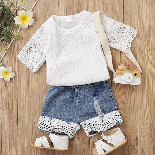 Baby Girl Clothes Outfits Toddler Infant Baby Romper Top+Jeans Clothing Set thumbnail 2