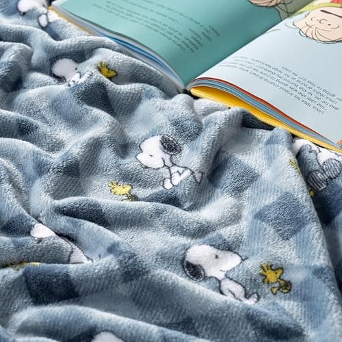 Berkshire Blanket Peanuts® VelvetLoft® Cute Character Snoopy Plush Blanket,Navy Tonal,Twin 60 in x 90 in (Official Peanuts® Product) thumbnail 9