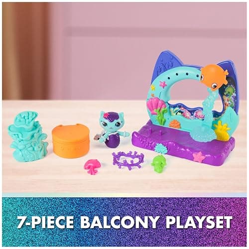 DREAMWORKS GABBY'S DOLLHOUSE The Movie, Mercat's Aquarium Balcony, with Toy Figure & Dollhouse Accessories, Kids Toys for Girls & Boys Ages 3 and Up thumbnail 2