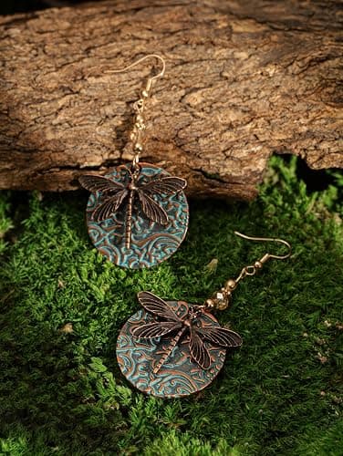 MINACHI Ethnic Vintage Bohemian Retro Antique Turquoise Color Theme Dangle Drop Earrings, Boho Jewelry Gift for Women thumbnail 3