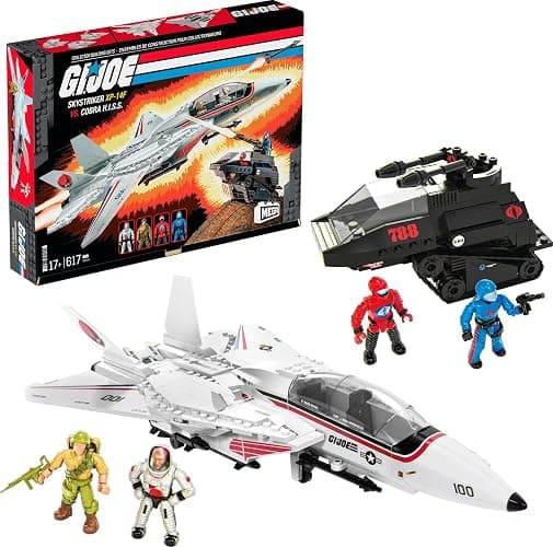 ​MEGA G.I. Joe Action Figures Building Toys, Skystriker XP-14F vs. Cobra H.I.S.S. with 617 Pieces, 4 Poseable Characters, for Collectors - Image 1