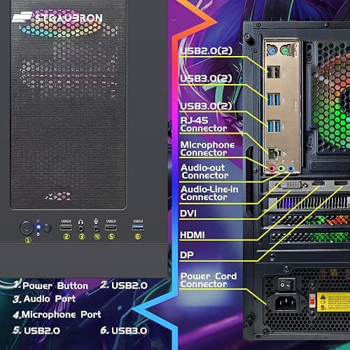 STGAubron Gaming PC Desktop Computer, Intel i7 Xeon E5 3.0GHz, Radeon RX 550 4G, 16GB RAM, 512GB SSD, 600M WiFi, BT 5.0, RGB Fan x3, Windows 11 Home thumbnail 7