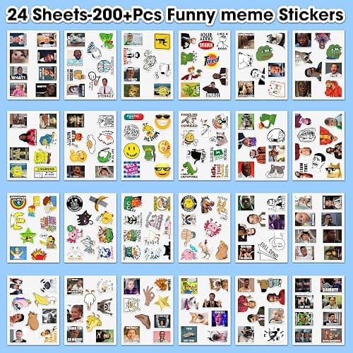 FALIMITLESS Funny Meme Stickers Pack – 24 Sheets (200+ pcs) Waterproof Vinyl Stickers for Laptop, Water Bottles, Journals, Phone Case – Cool Gifts for Teens, Kids, Adults thumbnail 4
