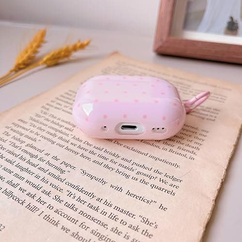 MINSCOSE for AirPods Pro 2nd/1st Generation Case,Cute Polka Dot Retro Aesthetic Design with Trendy Keychain Lock,Soft TPU Protective Shockproof Case with Cleaner Kit for Airpods Pro/Pro 2-Light Pink thumbnail 8
