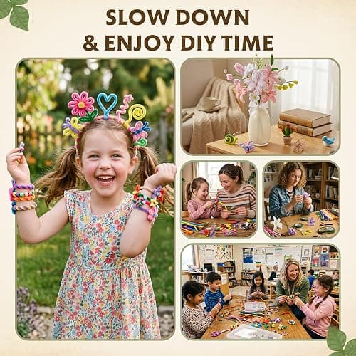 LENYNAL 500 Pcs Pastel Pipe Cleaners Bulk Craft, Pink Pipe Cleaner Flower Kit, Glue-Free & Safe for Kids, Step-by-Step Tutorial, 6 Colors Chenille Stems for Flower Making thumbnail 5
