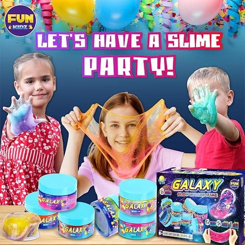 35.16 FL OZ Galaxy Glowing Slime for Kids, FunKidz 1040ML Premade Space Slime 8 Packs Toy for Girls Slime Kit with Neon, Glow, Metallic Fun Boys Craft Great Party Gifts thumbnail 9