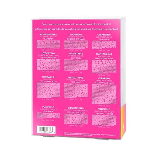 Freeman Facial Love To Mask Variety Pack: Oil Absorbing Clay, Detoxifying Charcoal, Clearing Peel Off, Hydrating Gel Cream, Exfoliating Scrub (14 Piece Kit with Bonus Buffer and Headband) thumbnail 11