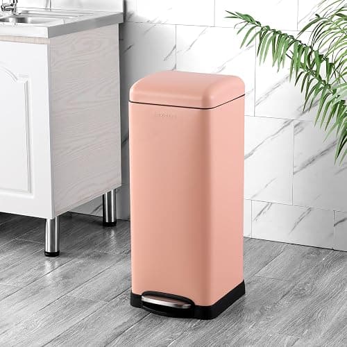 happimess HPM1007J Betty Retro 8-Gallon Step-Open Trash Can, Fingerprint Resistant, Modern, Minimalistic for Home, Kitchen, Laundry Room, Office, Bedroom, Bathroom, Flamingo Pink thumbnail 3