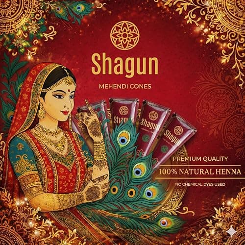 Shagun 100% Natural Henna Mehendi Cones x 12 - Ready to use Organic Pure Mehndi thumbnail 5