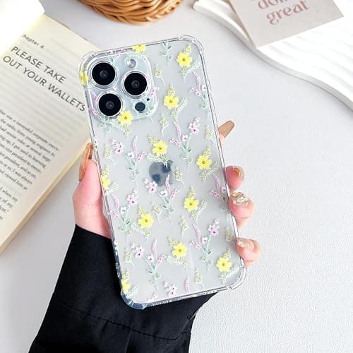 ZTOFERA Étui pour iPhone 15 Pro Max, Coque Transparente en TPU Souple avec Motif Marguerite, Protection Ultra-Mince en Gel de Silicone Anti-Rayures pour iPhone 15 Pro Max (6,7") - Jaune Fleurs - Image 1