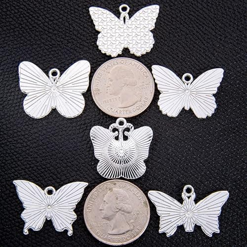 Anjulery 24Pcs Silver-Tone Skull Butterfly Enamel Charms Set, Gothic Metal Pendants for DIY Jewelry Making, Halloween Craft Supplies thumbnail 3