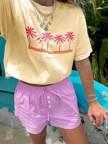 Women's Oversized Hawaiian Graphic T Shirt Retro Tropical Floral Short Sleeve Tee Casual Summer Beach Vacation Tops thumbnail 2