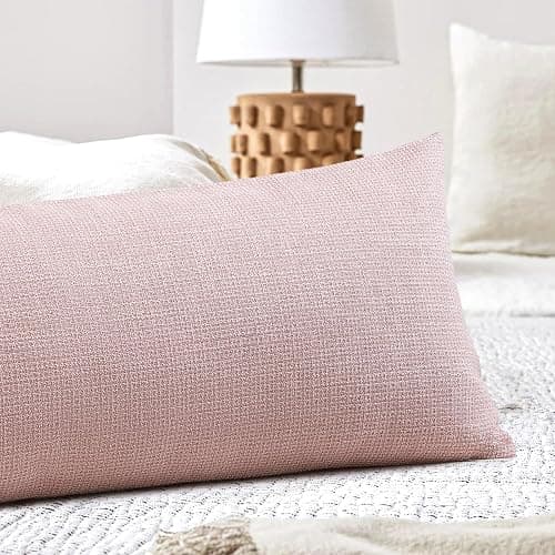OTOSTAR Linen Throw Pillow Cover Set of 1 Decorative Long Lumbar Pillowcase Rectangle Cushion Cover 14x36 Inch for Home Decor Sofa Bedroom Car 35 x 90CM Pink thumbnail 6
