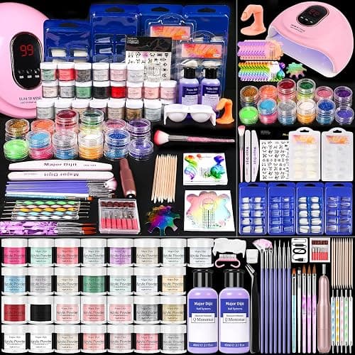 Acrylic Nails Kit Set 29 Colors with UV Lamp & Electric Drill, 2x60ml Monomer - All-in-One Nail Art Supplies for Beginners with Everything | All-in-One, for Beginners, with UV Lamp, with Everything - Image 1