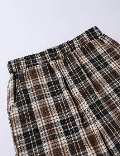 Gaupafmb Girls Clothes Solid Long Sleeve Tops Plaid Wide Leg Pants with Pockets Girls Outfits Size 6-14 thumbnail 5