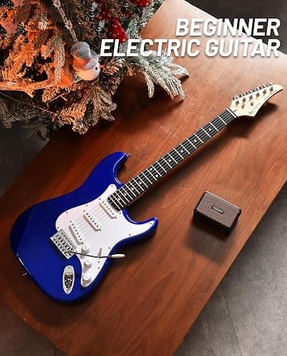 Leo Jaymz Beginner Electric Guitar Complete Kit with Portable Amp, Padded Gig Bag & Full Accessories, Maple Neck SSS Pickups(Royal Blue) thumbnail 4
