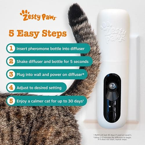 Zesty Paws 30 Day Cat Pheromones Calming Diffuser Plug-in Starter Kit - Cat Calming Diffuser for Cats with Stress, Urine Spraying, Scratching, Excessive Grooming & Aggression - Trial thumbnail 4