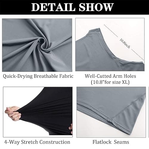 HIBETY Men's 3 or 5 Pack Sleeveless Compression Tank Top, Base Layer Cool Dry Compression Shirts Muscle Gym Tank Tops thumbnail 5
