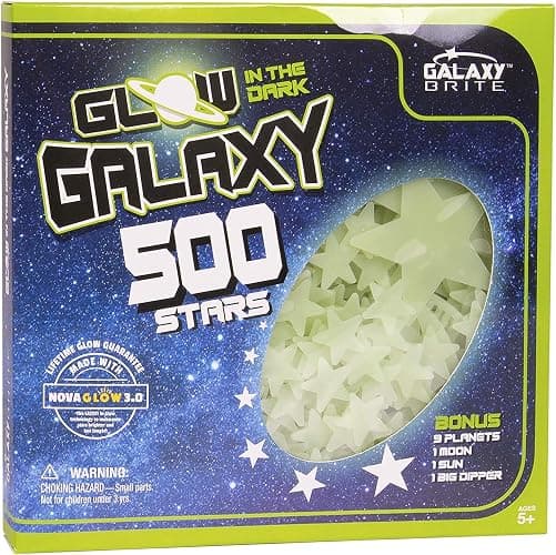 Glow in The Dark Stars for Ceiling, 500-Count, Largest Ceiling Glow Stars Assortment Includes Jumbo Sun, All 9 Planets, Bonus Moon and Entire Big Dipper Constellation Plus More! Stocking Stuffers thumbnail 5