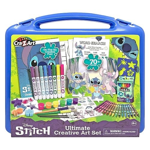 Disney Stitch Kids Ultimate Creative Activity Arts & Crafts Case, 70+ Pieces for Creative Fun with Fan Favorite Stitch, Boys Girls Gift - Image 1