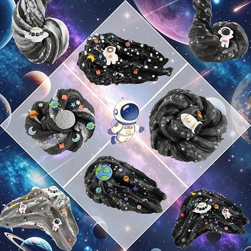 6 Pack Galaxy Slime Kit - Cloud Slime, Butter Slime & Clear Slime, Black Slime for Kids with Slime Add-ins, 360ml Slime Kit for Boys & Girls Birthday, Halloween, Christmas, Easter Party Favors thumbnail 6