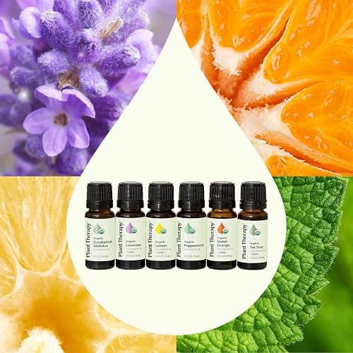 Plant Therapy Top 6 USDA Organic Essential Oil Set - Lavender, Peppermint, Eucalyptus, Lemon, Tea Tree 100% Pure, Natural Aromatherapy, for Diffusion & Topical Use, Therapeutic Grade 10 mL (1/3 oz) thumbnail 9