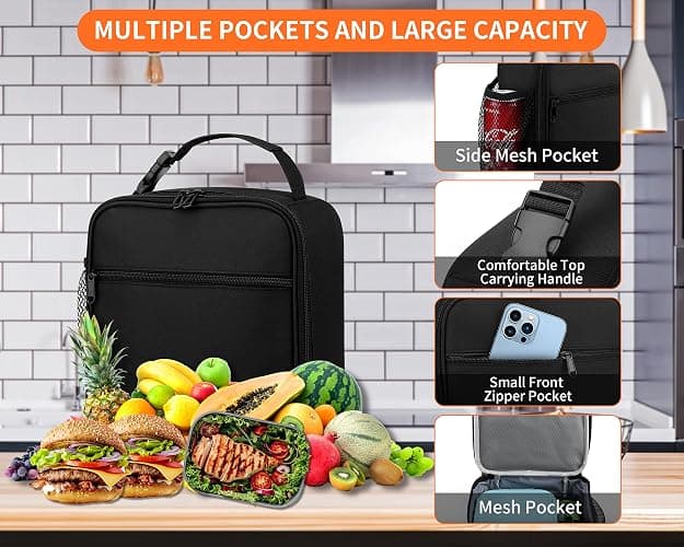 ZM-YOUTOO Lunch Box for Men - Reusable Lunch Bag Men Adult Women- Insulated Small LunchBox thumbnail 4