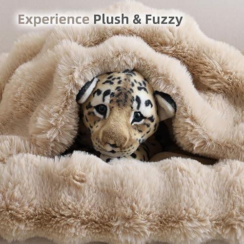 Smoofy Faux Fur Throw Blanket for Couch – Linen Fluffy Cozy Rabbit Fleece, Plush Soft Bubble Blanket for Sofa & Bed, for Mom, Warm Fuzzy Home Room Decor Throw 60" x 80" thumbnail 7