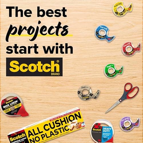 Scotch Double-Sided Tape, 1/2 in x 250 in (12.7 mm x 6.35 m), 3 Pack thumbnail 9