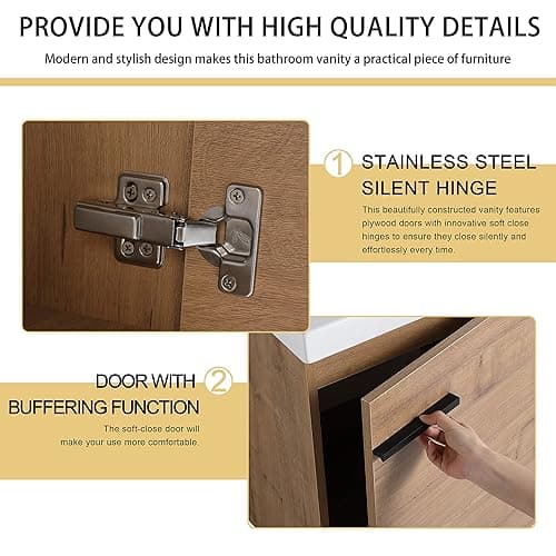 Malwee 18" Floating Bathroom Vanity with Sink, 18 Inch Single Sink Wall Mounted Bathroom Vanity, with 1 Door and White Ceramic Basin top, Modern Bath Wall-hung Storage Cabinet for Small Space(017-18) thumbnail 7