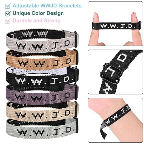 Pmormyy WWJD Bracelet Pack for Women Men, Christian Jesus Gifts Wristbands, Adjustable WWJD Bracelets Bulk What Would Jesus Do Bracelet thumbnail 2