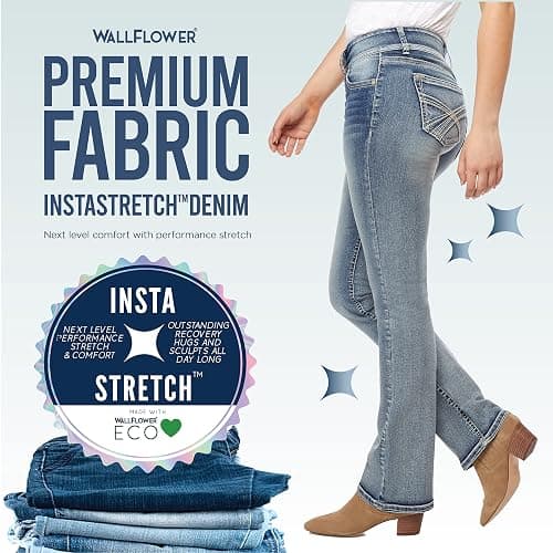 WallFlower Luscious Curvy Bootcut Jeans for Wome n, Siz es 0-24 | Mid-Rise, Insta Stretch Denim, Trendy Jeans for Women, Stretchy, Figure-Flattering, Classic, Juniors, Standard and Plus thumbnail 7
