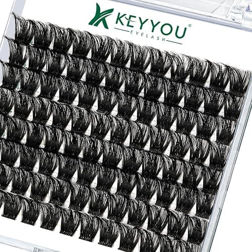 Lash Clusters 96pcs Individual Lashes Y01 D Curl 14mm Eyelash Clusters KEYYOU Volume Wispy Lash Extension Soft&Comfortable Easy DIY at Home(Y01,D-14mm) - Image 1