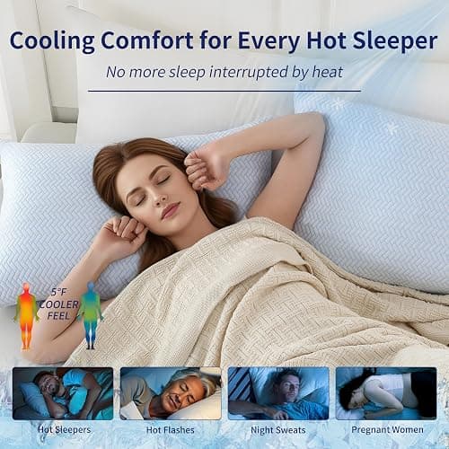 DOWNCOOL Cooling Pillow Queen Size Set of 2, Adjustable Shredded Memory Foam Pillows for Sleeping, Cool Bed Pillows for Hot Sleepers, Supportive Firm Pillow for Side Back Stomach Sleepers, 20"X30" thumbnail 4