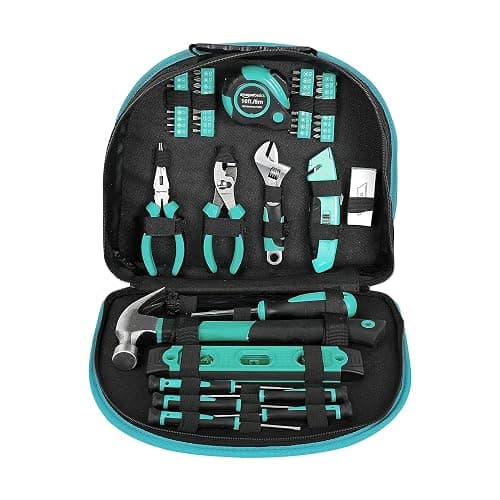 Amazon Basics 104-Piece Home Repair Household Tool Set with Easy Carrying Round Pouch, Portable Hand Tool Kit, Turquoise, 14.4 x 11.4 x 3 inches thumbnail 6