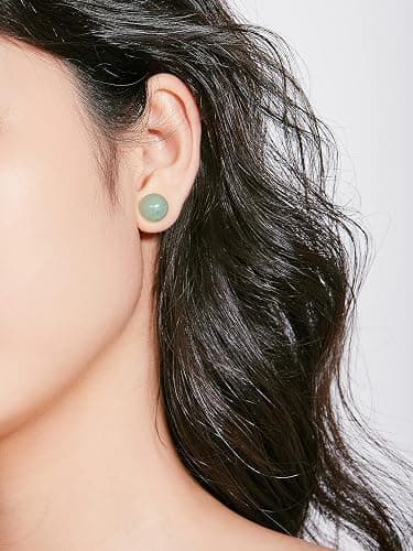 Jade Earrings Studs for Women Genuine – Flat Back - Earring Post - 12mm – Sage Light Green - Hypoallergenic- Handmade - Real Green Jade Jewelry for Women & Men - Gifts for Anniversary - Graduation - Back to School - Teacher Appreciation - Mens Birthstone Birthday Gift thumbnail 2