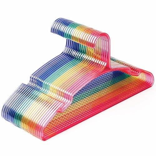 SCANDINOVIA Unbreakable Plastic Hangers - Pack of 24 - Heavy Duty I-Beam Design, Durable, Slim & Space Saving - Perfect for Coats & Everyday Use - Colorful Rainbow Clothe Hanger for Organized Closet - Image 1