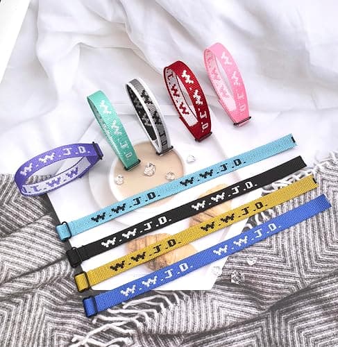 MONAZEO 9-27Pcs W.W.J.D. Webbing Bracelets What Wound Jesus Do Bracelets Inspirational Christian Bracelets for Women Men Adjustable Religious Woven WWJD Wristbands for Fundraisers thumbnail 2