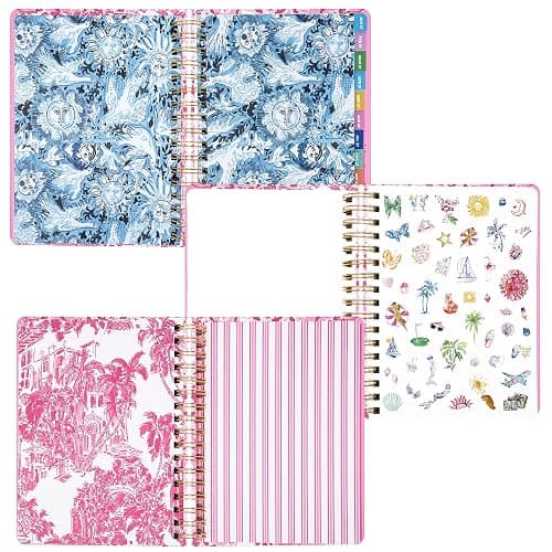 Lilly Pulitzer Large 17-Month Planner 6.75" x 8.87" Agenda Dated August 2026–December 2027, Gold Spiral Binding & Elastic Closure, Weekly & Monthly Layouts, Stickers, Travel & Reflection Pages (Conch Shell Pink Burst of Joy) thumbnail 5