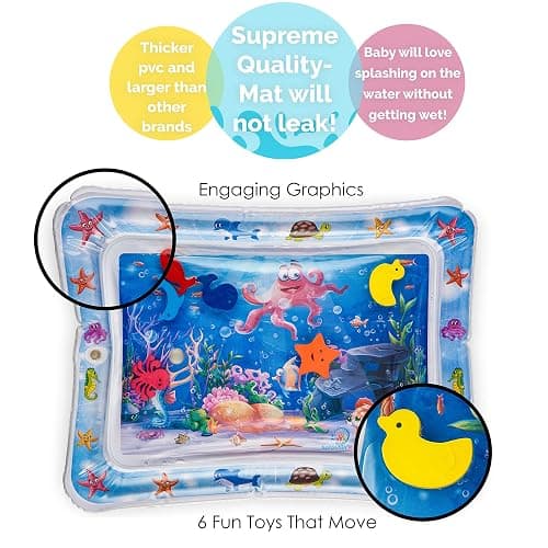 Splashin'kids Inflatable Tummy time Premium Water mat Infants and Toddlers is The Perfect Fun time Play Activity Center Your Baby's Stimulation Growth thumbnail 3