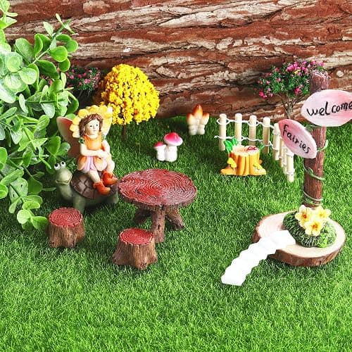 Elcoho 6 Pieces Fake Grass for Crafts Fairy Garden 6 x 6 Inches Artificial Garden Grass for Miniature Ornament Dollhouse DIY Decoration thumbnail 5