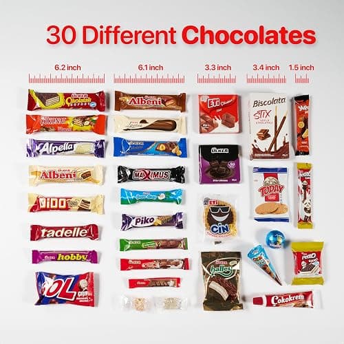Eastanbul International Snack Box, 30 Chocolate Assortment Bars, Turkish Exotic Snacks, Assorted Candy Variety Pack of Foreign Snacks Exotic Candy Box of Assorted Chocolate thumbnail 4