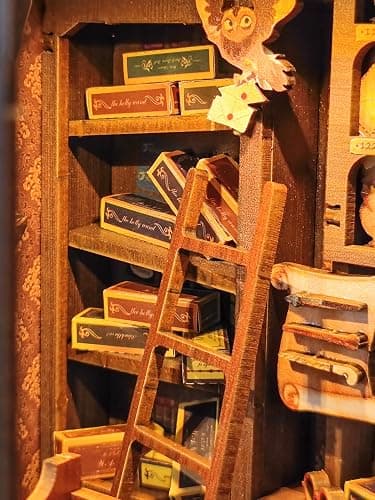 CUTEROOM Book Nook Kit for Adults, 3D Wooden Puzzle DIY Miniature Dollhouse Booknook Kit, Tiny House Building Kit with LED Light for Bookshelf Insert Decor- Magic Wand - Magic Wand thumbnail 8