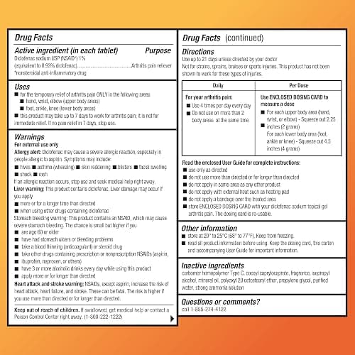 Amazon Basic Care Diclofenac Sodium Topical Gel, 1% (NSAID), for Arthritis Pain Relief, 1.76 ounce (Pack of 1) (Packaging may vary) thumbnail 3