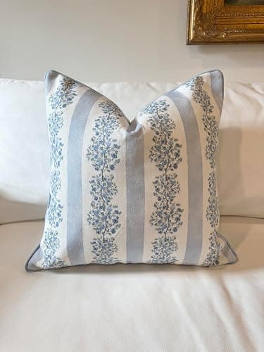 Jillien Harbor “The Juliet” Floral Block Print Pillow Cover – Soft Blue and Off-White Decorative Throw Pillow Cover – Grandmillennial Home Decor, 20" x 20" thumbnail 4