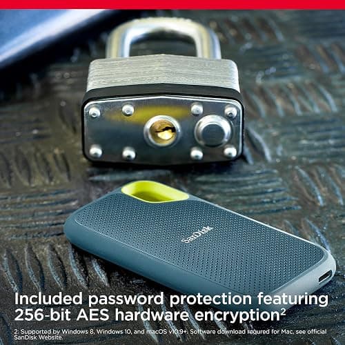 SanDisk 4TB Extreme Portable SSD - Up to 1050MB/s, USB-C, USB 3.2 Gen 2, IP65 Water and dust Resistance, Updated Firmware, Monterey - External Solid State Drive - SDSSDE61-4T00-G25M thumbnail 6